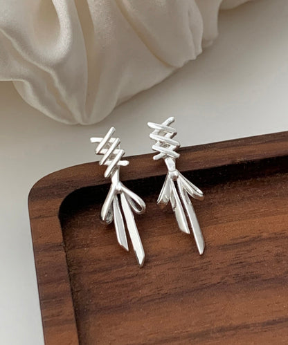 Simple Silk Sterling Silver Bow Stud Earrings GH1054 Ada Fashion