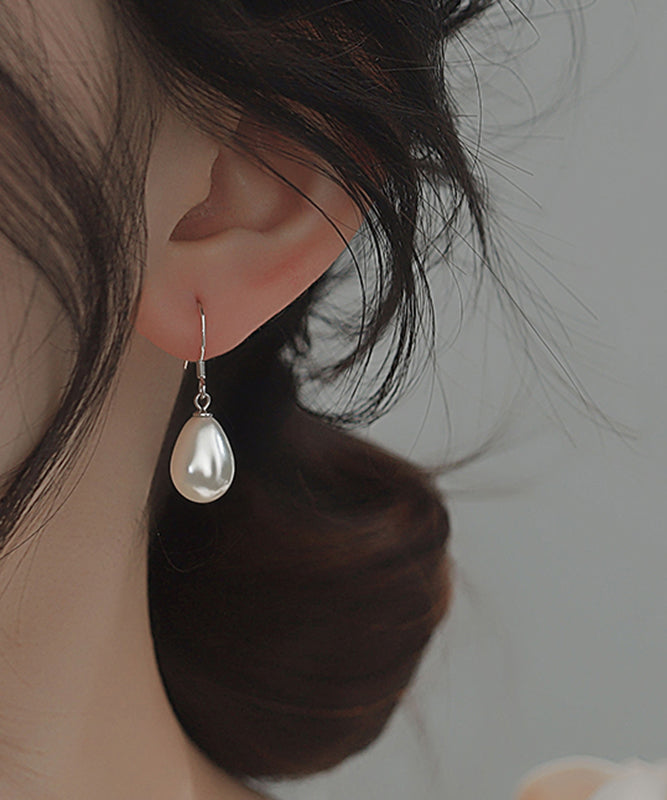 Silk Pearl Earrings Simple Silver Drop Sterling FashionChic