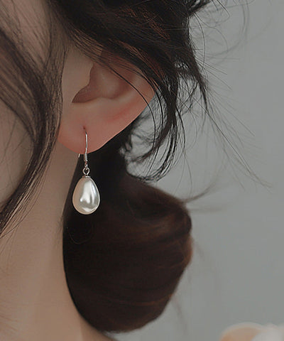 Silk Pearl Earrings Simple Silver Drop Sterling FashionChic