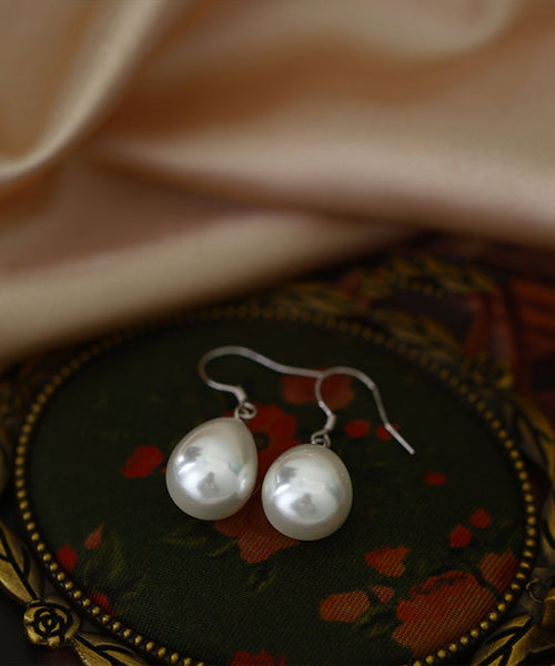 Silk Pearl Earrings Simple Silver Drop Sterling FashionChic