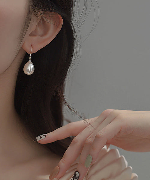 Silk Pearl Earrings Simple Silver Drop Sterling FashionChic