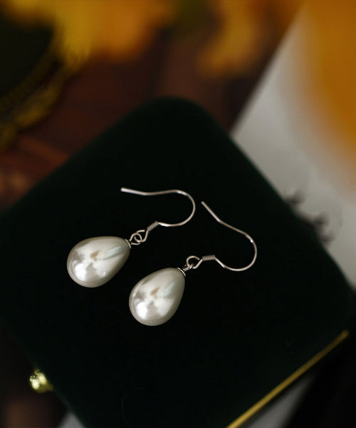 Silk Pearl Earrings Simple Silver Drop Sterling FashionChic