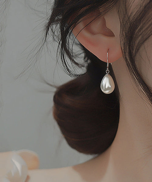 Silk Pearl Earrings Simple Silver Drop Sterling FashionChic