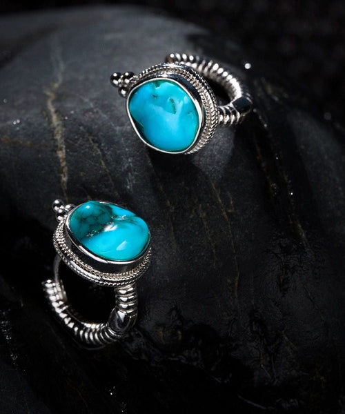 Stud Earrings Silk Turquoise Silver Simple Sterling FashionChic