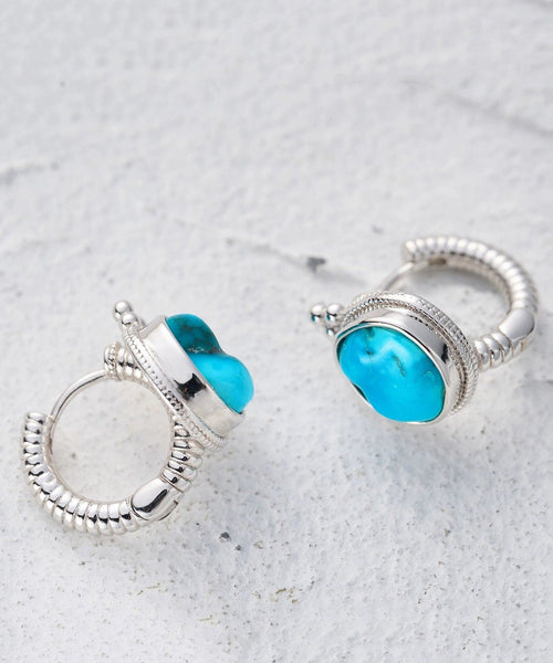 Stud Earrings Silk Turquoise Silver Simple Sterling FashionChic
