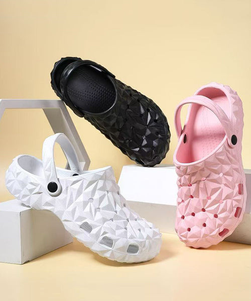 Simple Splicing Buckle Strap Hollow Out Black Slide Sandals AG1016 shoe-CS240905