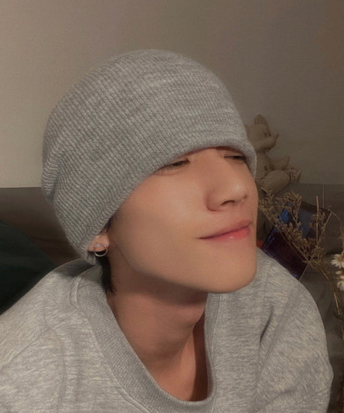 Chapeau Bonnie pour homme, style simple, en maille de coton gris TK031