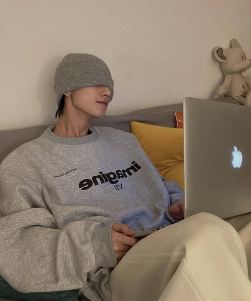 Chapeau Bonnie pour homme, style simple, en maille de coton gris TK031