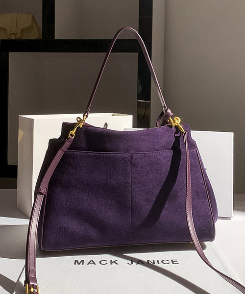 Faux Versatile Bag Capacity Simple Suede Shoulder Large Purple FashionChic