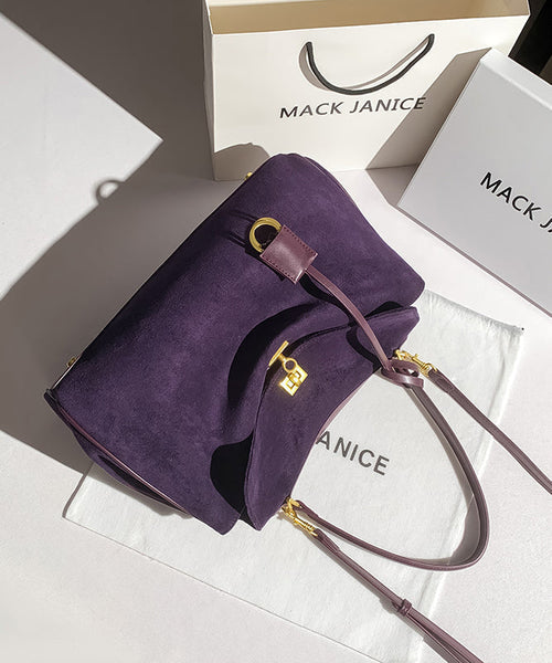 Faux Versatile Bag Capacity Simple Suede Shoulder Large Purple FashionChic