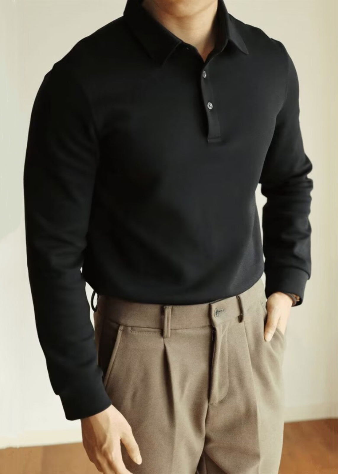 Spring Polo Cotton Shirts Button T TC026 Simple White Solid Men