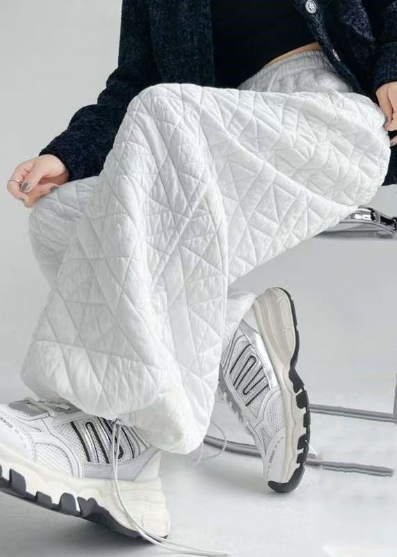 Simple White Drawstring Solid Elastic Waist Mens Pants Winter RM028 ABC