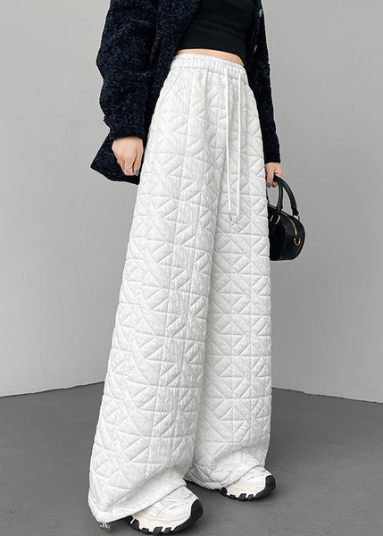 Simple White Drawstring Solid Elastic Waist Mens Pants Winter RM028 ABC