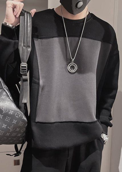 Simple White O Neck Patchwork Cotton T Shirts Fall WJ014 MENT241119