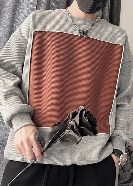 Simple White O Neck Patchwork Cotton T Shirts Fall WJ014 MENT241119