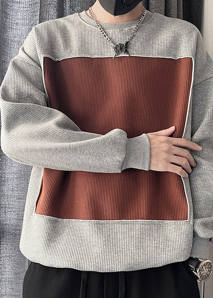 Simple White O Neck Patchwork Cotton T Shirts Fall WJ014 MENT241119