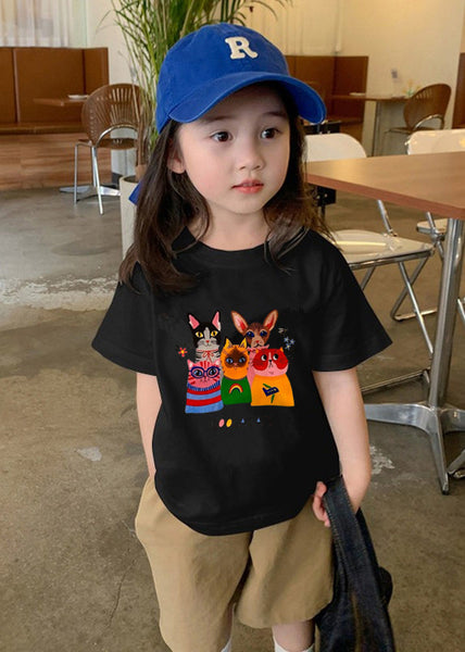 Simple White O-Neck Print Kids T Shirts Short Sleeve SS1002 MM-RCTZ-STP240601