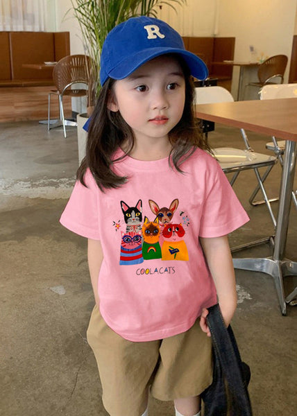 Simple White O-Neck Print Kids T Shirts Short Sleeve SS1002 MM-RCTZ-STP240601