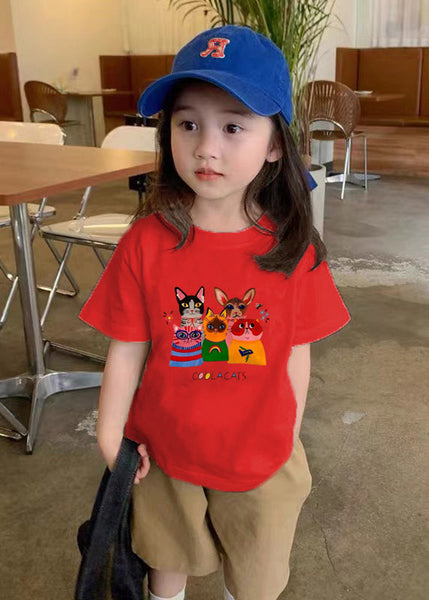 Simple White O-Neck Print Kids T Shirts Short Sleeve SS1002 MM-RCTZ-STP240601