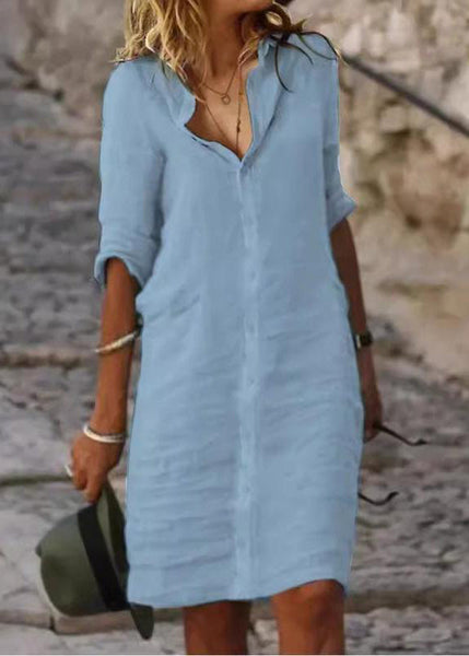 Oversized Shirt Summer Linen Dress White Simple Day FashionChic