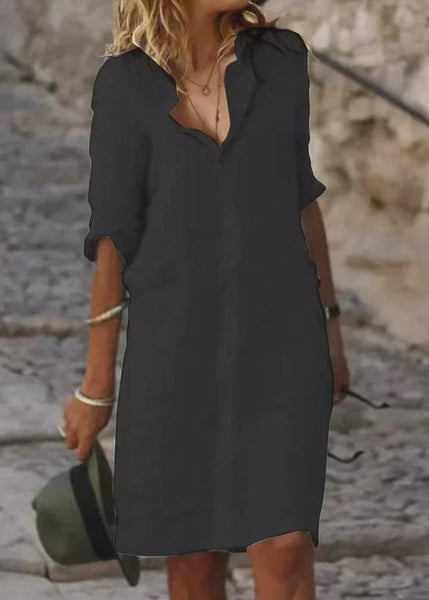 Oversized Shirt Summer Linen Dress White Simple Day FashionChic