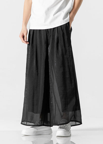 Simple White Pockets Ice Silk Men Pants Casual Clothing Summer YT032 Men-Silk-MENCP240721