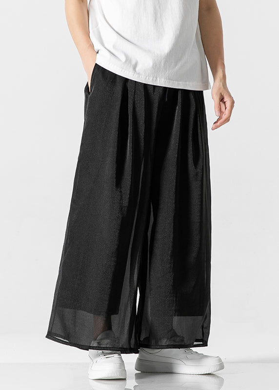 Simple White Pockets Ice Silk Men Pants Casual Clothing Summer YT032 Men-Silk-MENCP240721