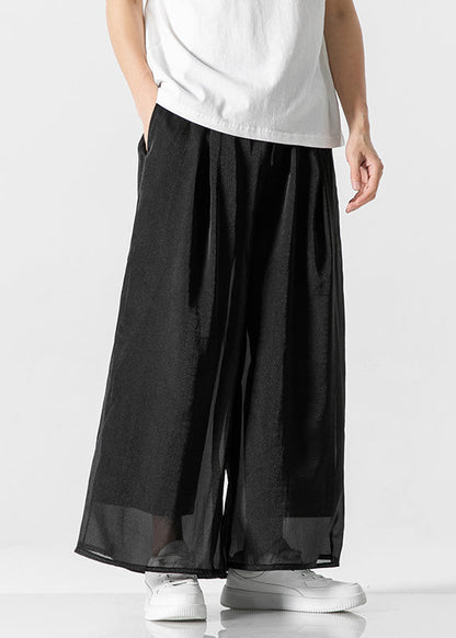 Simple White Pockets Ice Silk Men Pants Casual Clothing Summer YT032 Men-Silk-MENCP240721