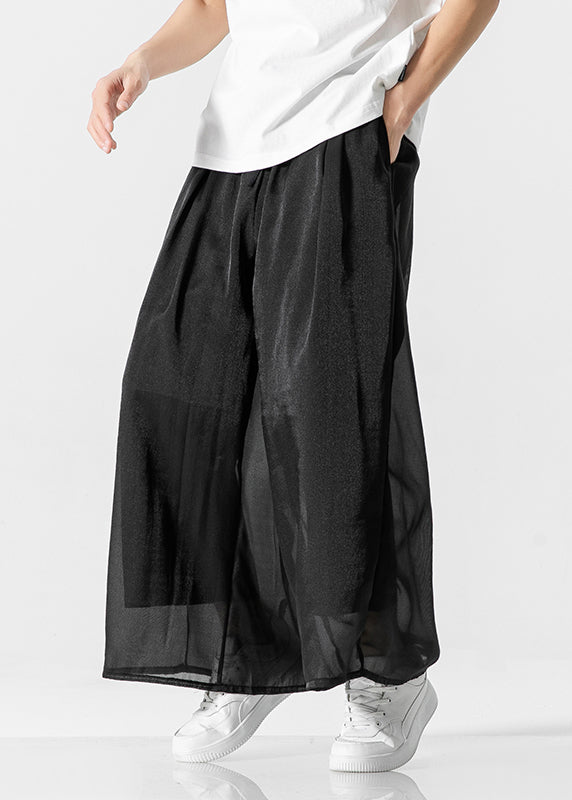 Simple White Pockets Ice Silk Men Pants Casual Clothing Summer YT032 Men-Silk-MENCP240721