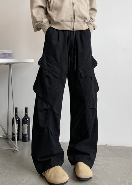 Waist Pants Men Elastic White Lace Pockets Up Cotton Simple FashionChic