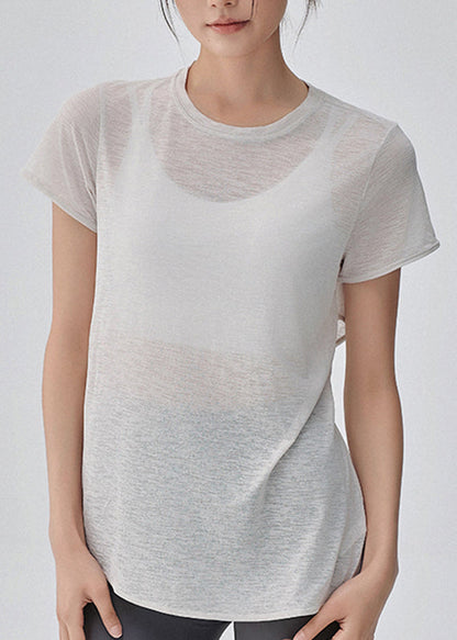 Yoga Out Sleeve Hollow White Short Top Simple FashionChic