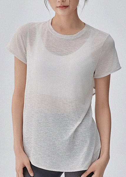 Yoga Out Sleeve Hollow White Short Top Simple FashionChic