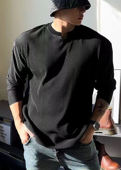 Spring Shirt Cotton V Neck T Solid Men Simple White FashionChic