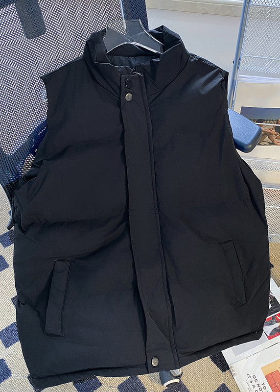 Simple White Stand Collar Zippered Cotton Filled Mens Waistcoat Sleeveless RN009 ABC