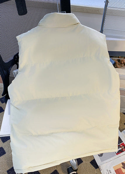 Simple White Stand Collar Zippered Cotton Filled Mens Waistcoat Sleeveless RN009 ABC