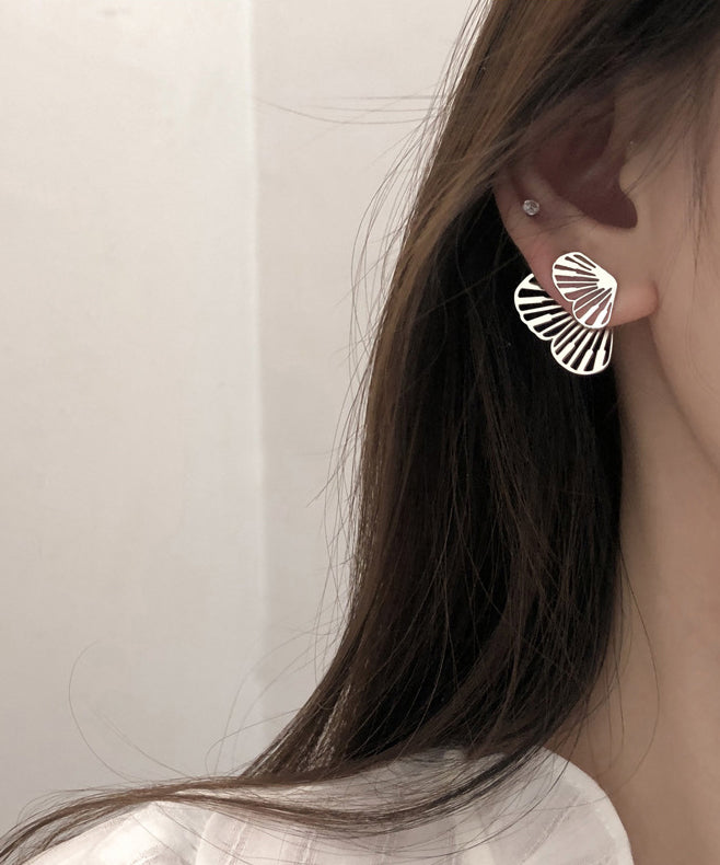 Simple White Sterling Silver Butterfly Hollowed Out Stud Earrings II018 JEW-EAR240825