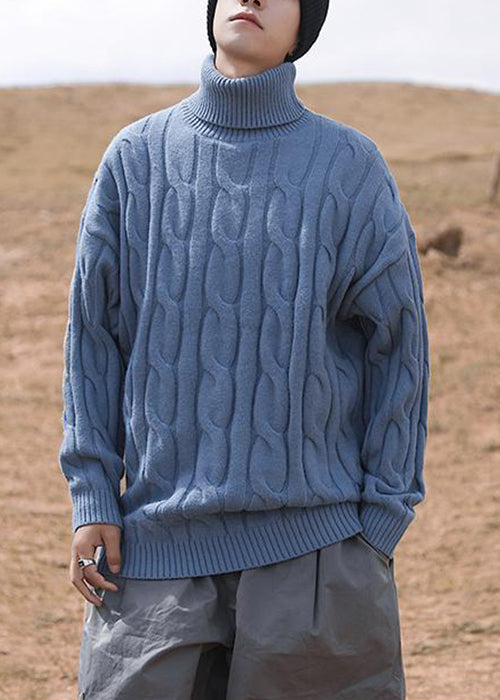 Simple White Turtleneck Solid Knit Sweater Men Winter RJ047 ABC
