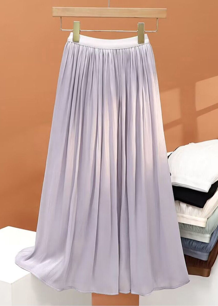 Simple Wrinkled Skirt Summer Solid Chiffon White FashionChic