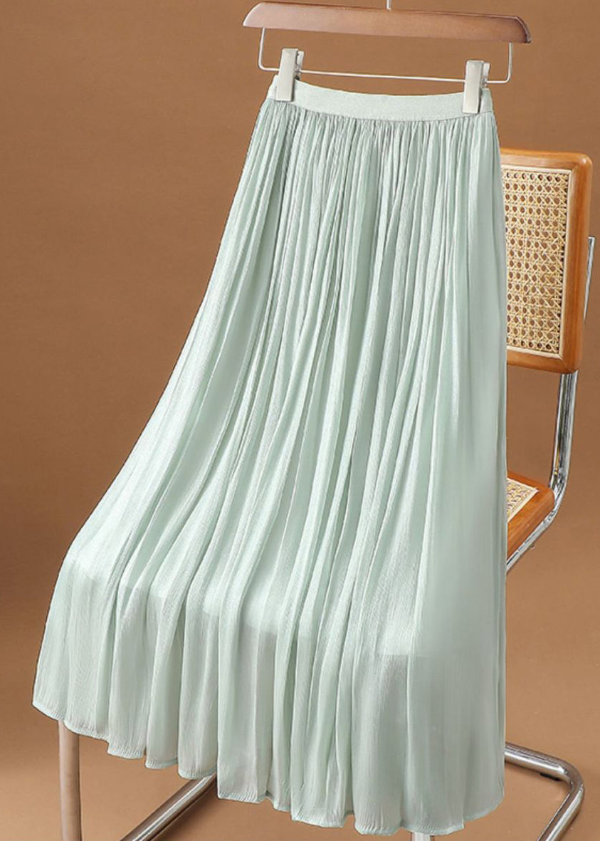 Simple Wrinkled Skirt Summer Solid Chiffon White FashionChic