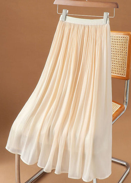 Simple Wrinkled Skirt Summer Solid Chiffon White FashionChic