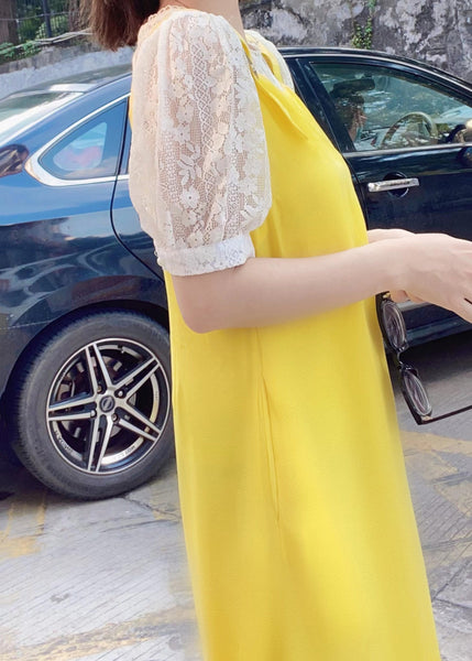 Pants Yellow Pockets Cotton Simple Sleeveless Solid Jumpsuit FashionChic