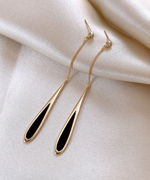Earrings Drop Copper Alloy Black Water Skinny Gold FashionChic