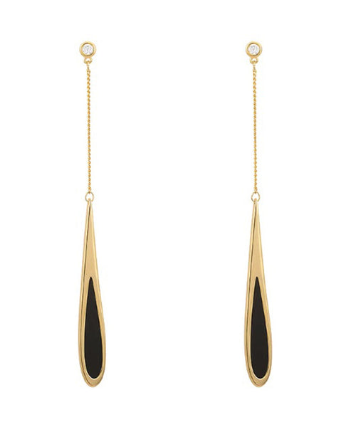 Earrings Drop Copper Alloy Black Water Skinny Gold FashionChic
