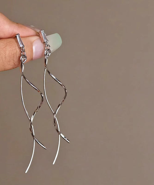 Copper Line Skinny Drop Earrings Gold Tassel FashionChic