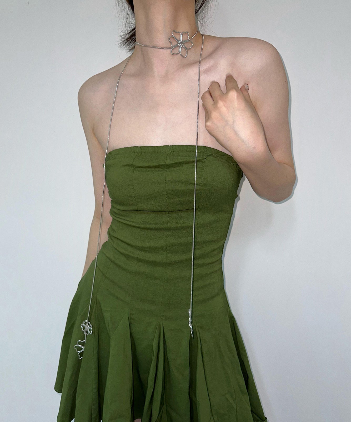 Skinny Gold Metal Overgild Floral Hollowed Out Lariat Necklace YR006 ABC