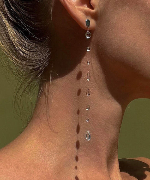 Dewdrop Nude Water Drop Stud Tassel Suspended Skinny Alloy FashionChic