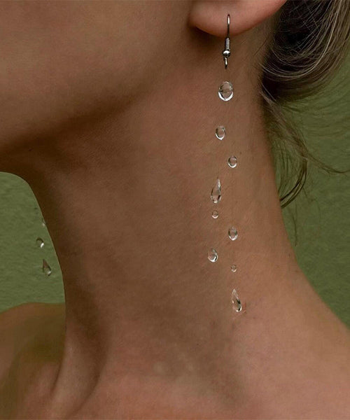 Dewdrop Nude Water Drop Stud Tassel Suspended Skinny Alloy FashionChic