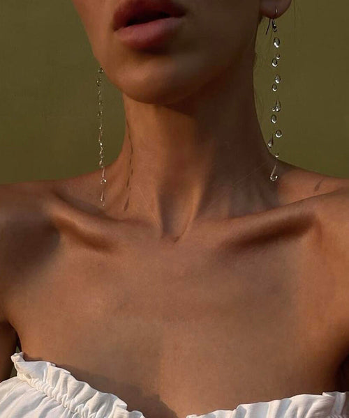 Dewdrop Nude Water Drop Stud Tassel Suspended Skinny Alloy FashionChic