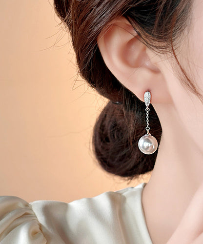 Skinny Silk Copper Alloy Pearl Tassel Stud Earrings RB020 ABC