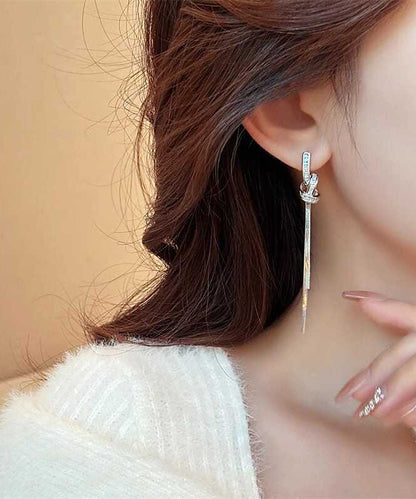 Skinny Silk Copper Alloy Tassel Drop Earrings QZ017 JEW-EAR241023